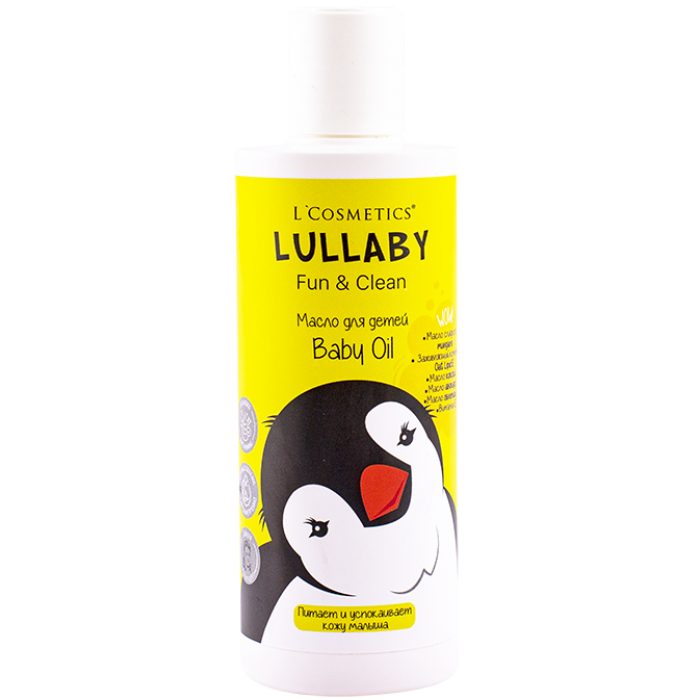 Масло детское “Baby oil” серии LULLABY 250 мл. Смягчает и успокаивает кожу, устраняет зуд, снимает раздражение а также регулируют водно-липидный баланс кожи.